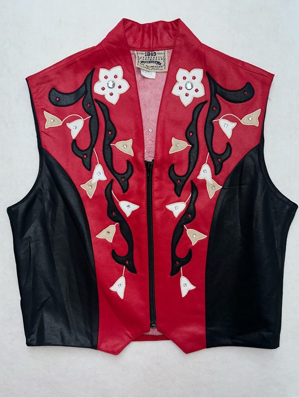 Vintage 1849 Authentic Ranchwear Women Small Western Show Vest Red Black - Picture 7 of 13